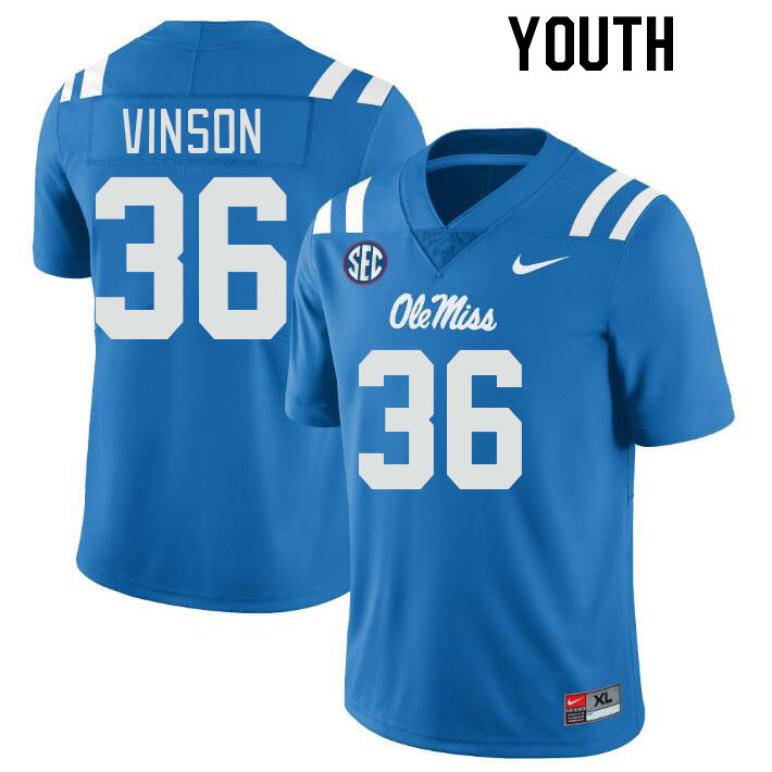 Youth #36 Rayf Vinson Ole Miss Rebels College Football Jerseyes Stitched Sale-Powder Blue